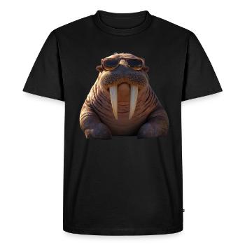 Walrus, tusks, seal, wild Pacific walruses - Men's Premium Organic T-Shirt - black - Front - Nico (187cm)