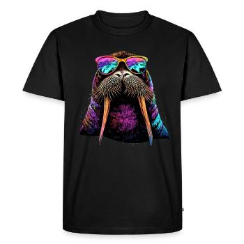 Morse, défenses, phoque, morses sauvages du Pacifique - T-shirt Premium bio Homme - noir - Devant - Nico (187cm)