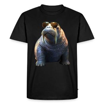 Walrus, tusks, seal, wild Pacific walruses - Men's Premium Organic T-Shirt - black - Front - Nico (187cm)