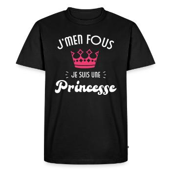 Je m'en fou je suis une princesse - T-shirt Premium bio Homme - noir - Devant - Nico (187cm)