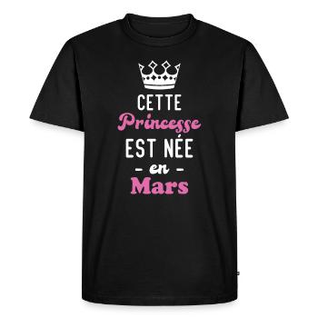 Cette princesse est née en mars - T-shirt Premium bio Homme - noir - Devant - Nico (187cm)