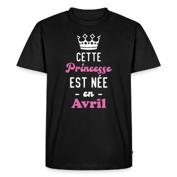 Cette princesse est née en avril - T-shirt Premium bio Homme - noir - Devant - Nico (187cm)