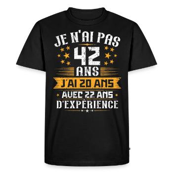 Je n'ai pas 42 ans, Cadeau d'anniversaire 42 ans - T-shirt Premium bio Homme - noir - Devant - Nico (187cm)