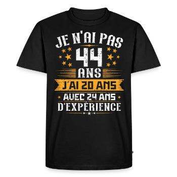 Je n'ai pas 44 ans, Cadeau d'anniversaire 44 ans - T-shirt Premium bio Homme - noir - Devant - Nico (187cm)