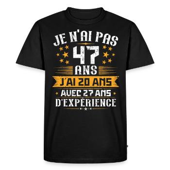 Je n'ai pas 47 ans, Cadeau d'anniversaire 47 ans - T-shirt Premium bio Homme - noir - Devant - Nico (187cm)