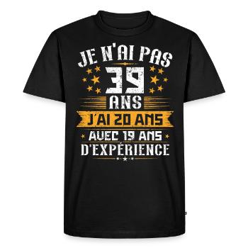 Je n'ai pas 39 ans, Cadeau d'anniversaire 39 ans - T-shirt Premium bio Homme - noir - Devant - Nico (187cm)