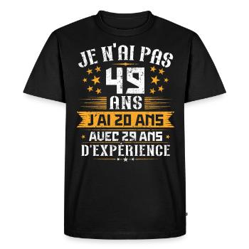 Je n'ai pas 49 ans, Cadeau d'anniversaire 49 ans - T-shirt Premium bio Homme - noir - Devant - Nico (187cm)