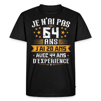 Je n'ai pas 64 ans, Cadeau d'anniversaire 64 ans - T-shirt Premium bio Homme - noir - Devant - Nico (187cm)