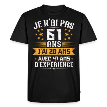 Je n'ai pas 61 ans, Cadeau d'anniversaire 61 ans - T-shirt Premium bio Homme - noir - Devant - Nico (187cm)