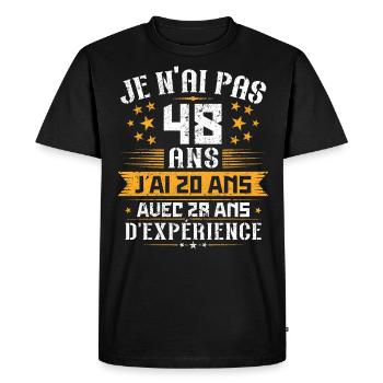 Je n'ai pas 48 ans, Cadeau d'anniversaire 48 ans - T-shirt Premium bio Homme - noir - Devant - Nico (187cm)