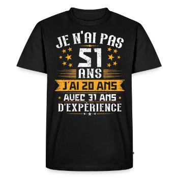 Je n'ai pas 51 ans, Cadeau d'anniversaire 51 ans - T-shirt Premium bio Homme - noir - Devant - Nico (187cm)