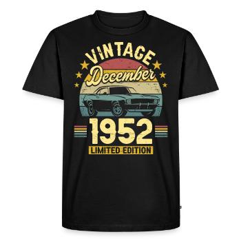 Vintage December 1952 70 years Anniversary - Men's Premium Organic T-Shirt - black - Front - Nico (187cm)