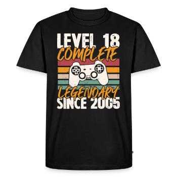 Cadeau d'anniversaire, Niveau 18 complete 2005 - T-shirt Premium bio Homme - noir - Devant - Nico (187cm)