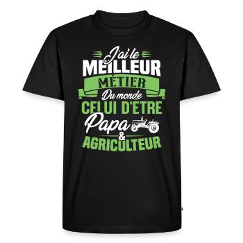 Papa et agriculteur, Cadeau papa agriculteur - T-shirt Premium bio Homme - noir - Devant - Nico (187cm)