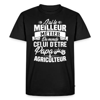 Papa et agriculteur, Cadeau papa agriculteur - T-shirt Premium bio Homme - noir - Devant - Nico (187cm)