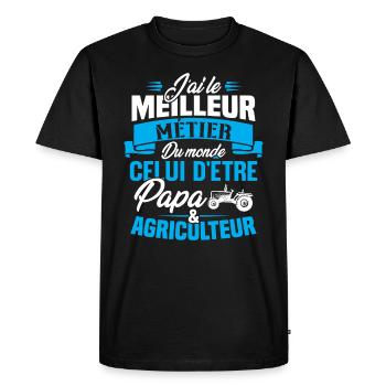 Papa et agriculteur, Cadeau papa agriculteur - T-shirt Premium bio Homme - noir - Devant - Nico (187cm)