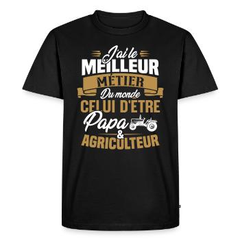 Papa et agriculteur, Cadeau papa agriculteur - T-shirt Premium bio Homme - noir - Devant - Nico (187cm)