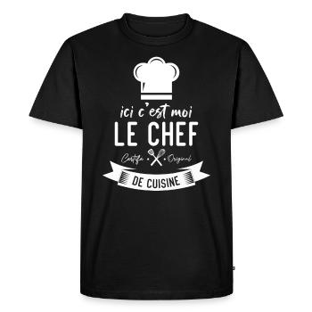 Ici c'est moi le chef certifié original de cuisine - T-shirt Premium bio Homme - noir - Devant - Nico (187cm)