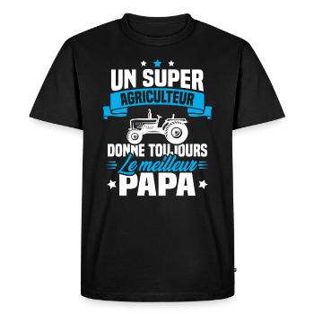 Super agriculteur donne toujours le meilleur papa - T-shirt Premium bio Homme - noir - Devant - Nico (187cm)
