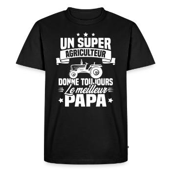 Super agriculteur donne toujours le meilleur papa - T-shirt Premium bio Homme - noir - Devant - Nico (187cm)