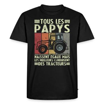Les meilleurs papys conduisent des tracteurs - T-shirt Premium bio Homme - noir - Devant - Nico (187cm)