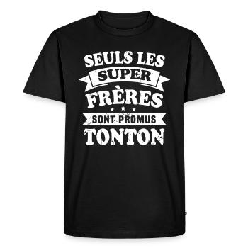 Seuls les super frères sont promus tonton - T-shirt Premium bio Homme - noir - Devant - Nico (187cm)