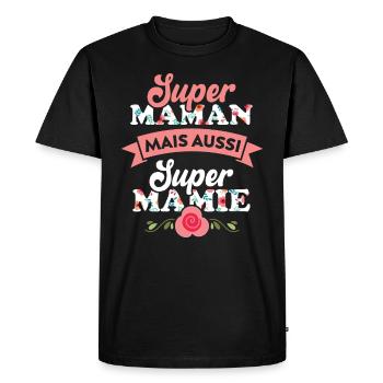 Super Maman mais aussi super Mamie - T-shirt Premium bio Homme - noir - Devant - Nico (187cm)