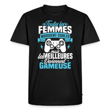 Les meilleures femmes deviennent gameuse - T-shirt Premium bio Homme - noir - Devant - Nico (187cm)