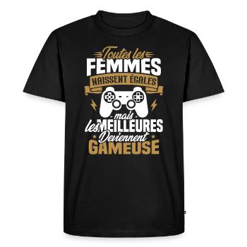 Les meilleures femmes deviennent gameuse - T-shirt Premium bio Homme - noir - Devant - Nico (187cm)