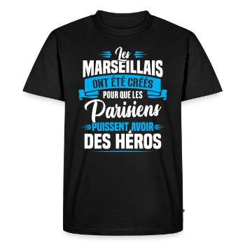 Les marseillais ont été créés pour les parisiens - T-shirt Premium bio Homme - noir - Devant - Nico (187cm)