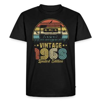 Cassette vintage 1968 - T-shirt Premium bio Homme - noir - Devant - Nico (187cm)