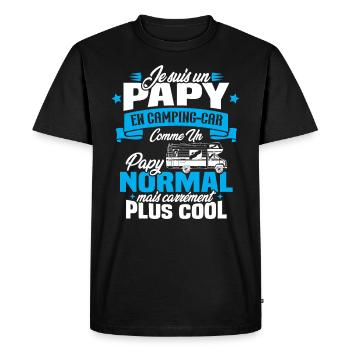 Un papy en camping-car comme un papy normal - T-shirt Premium bio Homme - noir - Devant - Nico (187cm)