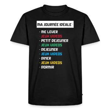 T shirt geek ma journée idéale - T-shirt Premium bio Homme - noir - Devant - Nico (187cm)