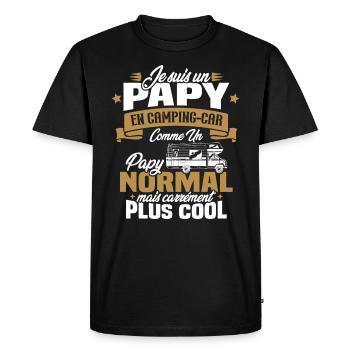 Un papy en camping-car comme un papy normal - T-shirt Premium bio Homme - noir - Devant - Nico (187cm)