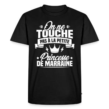 On ne touche pas à la petite princesse de marraine - T-shirt Premium bio Homme - noir - Devant - Nico (187cm)