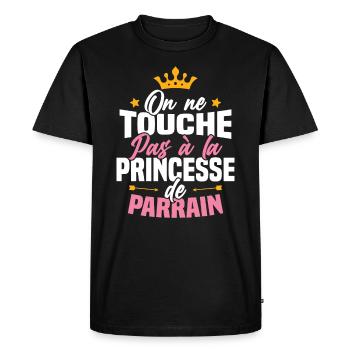 On ne touche pas à la princesse de parrain - T-shirt Premium bio Homme - noir - Devant - Nico (187cm)