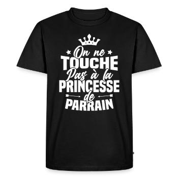 On ne touche pas à la princesse de parrain - T-shirt Premium bio Homme - noir - Devant - Nico (187cm)