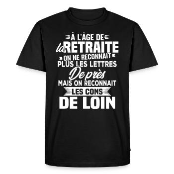 Avec l'age on reconnaît les cons de loin - T-shirt Premium bio Homme - noir - Devant - Nico (187cm)