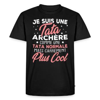 Je suis une tata archère - T-shirt Premium bio Homme - noir - Devant - Nico (187cm)