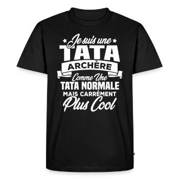 Je suis une tata archère - T-shirt Premium bio Homme - noir - Devant - Nico (187cm)