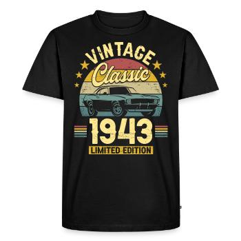 Car Vintage 1943 80 Years Anniversary - Men's Premium Organic T-Shirt - black - Front - Nico (187cm)