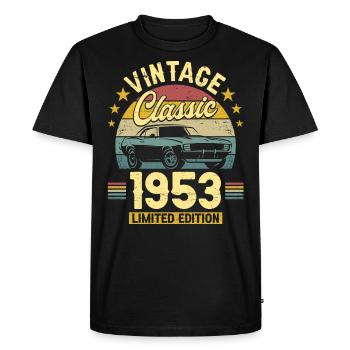 Car Vintage 1953 70 Years Anniversary - Men's Premium Organic T-Shirt - black - Front - Nico (187cm)
