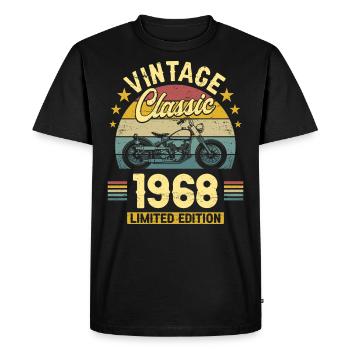 Oldtimer Motorrad 1968 55 Jahre Jubiläum - Männer Premium Bio T-Shirt - Schwarz - Vorne - Nico (187cm)