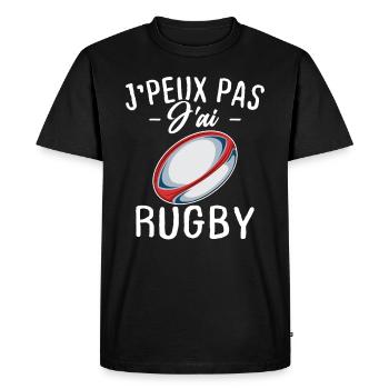 Je peux pas j'ai rugby - T-shirt Premium bio Homme - noir - Devant - Nico (187cm)