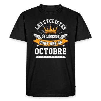 Les cyclistes de légende sont nés en octobre - T-shirt Premium bio Homme - noir - Devant - Nico (187cm)