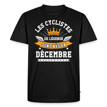 Les cyclistes de légende sont nés en décembre - T-shirt Premium bio Homme - noir - Devant - Nico (187cm)