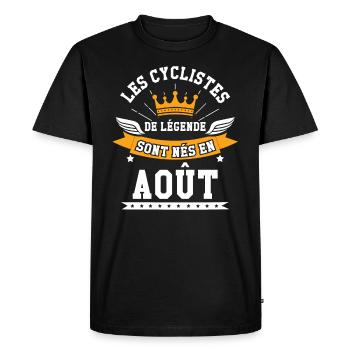 Les cyclistes de légende sont nés en août - T-shirt Premium bio Homme - noir - Devant - Nico (187cm)
