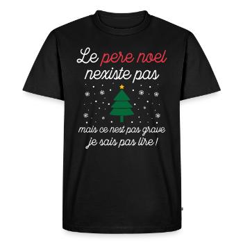Le père noël n'existe pas - T-shirt Premium bio Homme - noir - Devant - Nico (187cm)