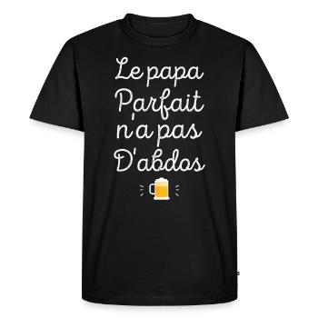 Le papa parfait n'a pas d'abdos - T-shirt Premium bio Homme - noir - Devant - Nico (187cm)
