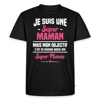 Mon objectif c'est de devenir une super mamie - T-shirt Premium bio Homme - noir - Devant - Nico (187cm)